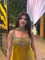 Heavy Two Tone Fandy Silk Sharara Set