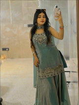 Heavy Two Tone Fandy Silk Sharara Set