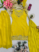 Heavy Two Tone Fandy Silk Sharara Set