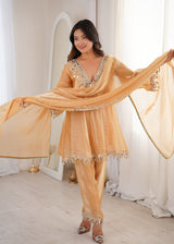 Fendy Mirror Work Kurti Pant Dupatta Set
