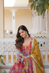 Digital Printed Russian Silk Gown Kurta Set