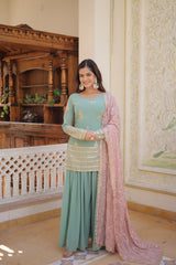 Faux Georgette Kurti Palazzo Set