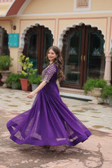 Faux Blooming Embroidered Party Wear Gown