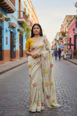 Viscose Rangoli Festival Wear Beige Saree