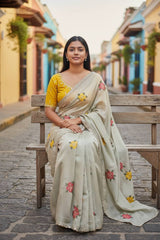 Viscose Rangoli Festival Wear Beige Saree