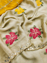 Viscose Rangoli Festival Wear Beige Saree