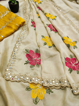 Viscose Rangoli Festival Wear Beige Saree