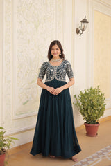 Faux Blooming Festival Wear Gown