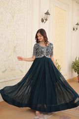 Faux Blooming Festival Wear Gown