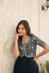 Faux Blooming Festival Wear Gown