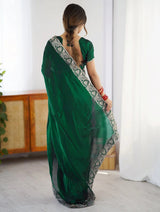 Green Rangoli Party Wear Saree