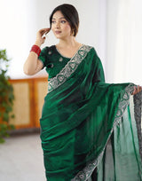 Green Rangoli Party Wear Saree