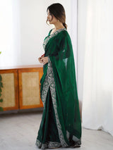 Green Rangoli Party Wear Saree