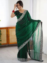 Green Rangoli Party Wear Saree