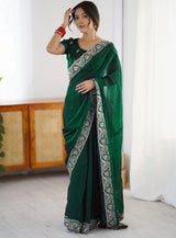 Green Rangoli Party Wear Saree