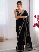 Black Rangoli Party Wear Saree