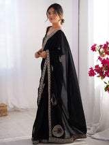 Black Rangoli Party Wear Saree