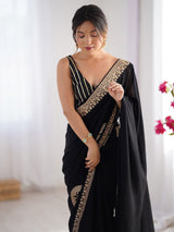 Black Rangoli Party Wear Saree