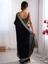 Black Rangoli Party Wear Saree