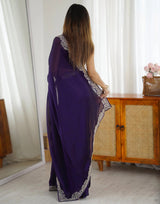 Purple Rangoli Party Wear Saree
