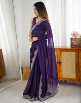 Purple Rangoli Party Wear Saree