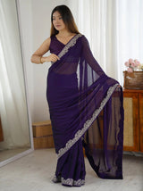 Purple Rangoli Party Wear Saree