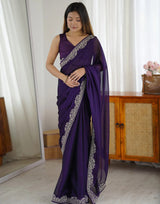 Purple Rangoli Party Wear Saree