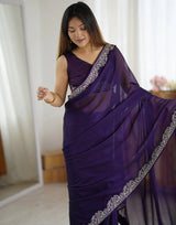 Purple Rangoli Party Wear Saree