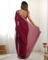 Wine Rangoli Party Wear Saree