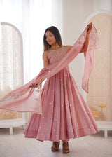 Roman Silk Party Wear Anarkali Gown Set