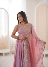 Roman Silk Party Wear Anarkali Gown Set