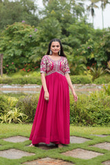 Faux Blooming Party Wear Gown