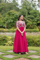 Faux Blooming Party Wear Gown