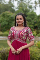 Faux Blooming Party Wear Gown
