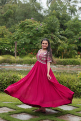 Faux Blooming Party Wear Gown