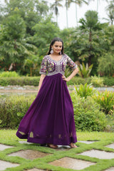 Faux Blooming Party Wear Gown