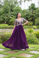 Faux Blooming Party Wear Gown