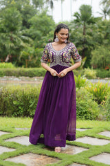 Faux Blooming Party Wear Gown