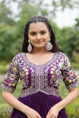 Faux Blooming Party Wear Gown