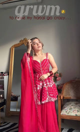 Faux Blooming Party Wear Kurta Sharara Set