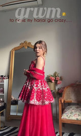 Faux Blooming Party Wear Kurta Sharara Set