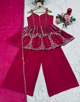 Faux Blooming Party Wear Kurta Sharara Set