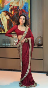 Heavy Embroidered Georgette Party Wear Saree