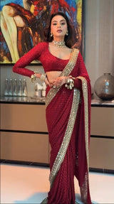Heavy Embroidered Georgette Party Wear Saree