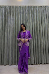 Designer Ready-to-Wear Saree with Embroidered Jacket