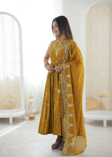 Roman Silk Party Wear Anarkali Gown Set