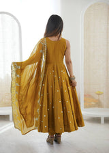 Roman Silk Party Wear Anarkali Gown Set