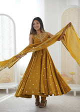Roman Silk Party Wear Anarkali Gown Set