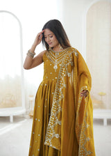 Roman Silk Party Wear Anarkali Gown Set