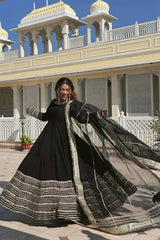 Rayon Kali Cut Embroidered Gown Set